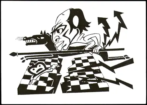 Schach Chess - Spiel Künstlerkarte zerbrochenes Schachbrett 2007