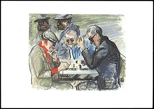 Ansichtskarte  Schach Chess - Spiel Männer beim Spiel Gemäldekarte 2007