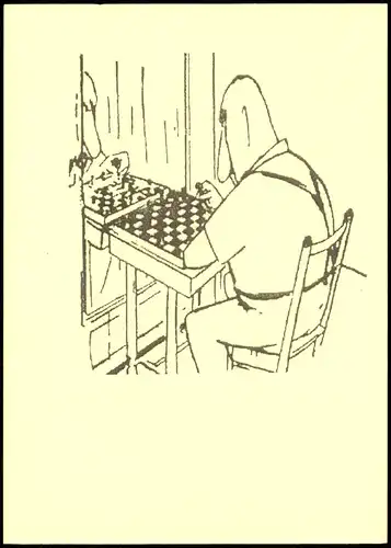Ansichtskarte  Schach Chess - Spiel - Spieler am Spiegel 2007
