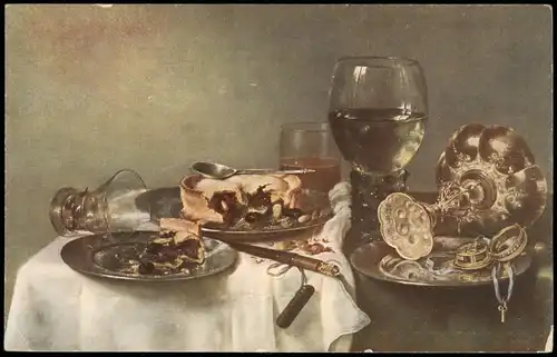 Ein Frühstück Brombeerpastete Künstlerkarte: Gemälde   Willem Claasz Heda, 1912