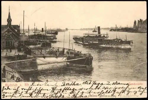 Ansichtskarte Biebrich-Wiesbaden Schiffe Dampfer Steamer, Landestelle 1903