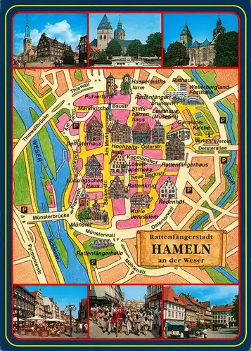 Hameln Marktkirche, Schiffsanlegestelle, Münster, Osterstraße, Pferdemarkt 1985