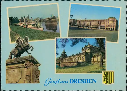 Ansichtskarte Dresden Dampferanlegestelle, Zwinger, Altmarkt 1959