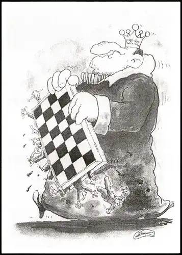 Ansichtskarte  Schach Chess - Spiel König mit Schachbrett - Scherzkarte 2007