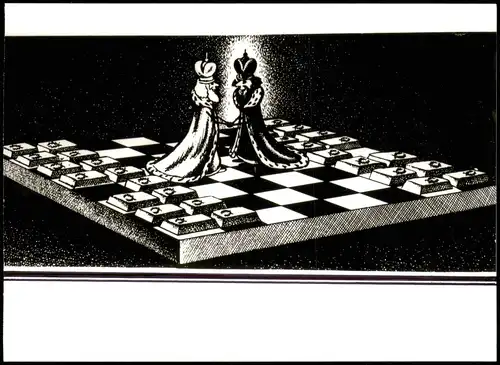 Ansichtskarte  Schach Chess - Spiel - Künstlerkarte Fernschach 1986