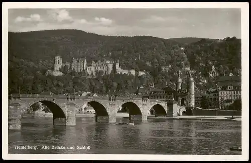 Ansichtskarte Heidelberg Brücke und Stadt 1938
