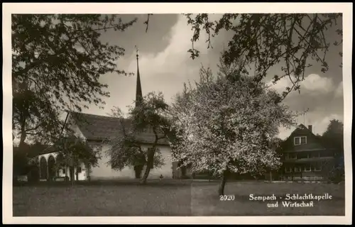 Ansichtskarte Sempach Sempach - Schlachtkapelle und Wirtschaft 1932