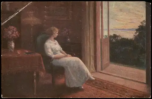 Künstlerkarte: Gemälde / Kunstwerke N. Holtmark: Stille Betrachtung 1913