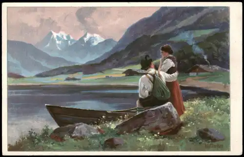 Ansichtskarte  Liebe Liebespaare - Love Am Alpensee Romantik 1922
