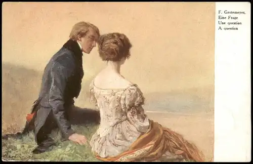 Künstlerkarte: Gemälde / Kunstwerke Liebespaar Eine Frage 1917