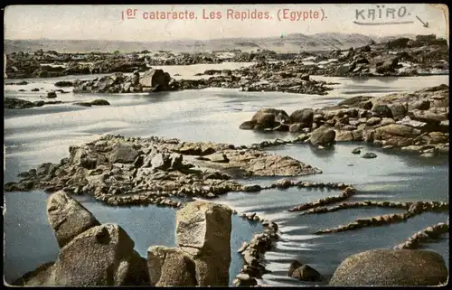 Postcard Kairo القاهرة cataracte Les Rapides Egypte 1912