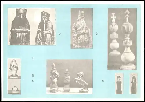 Ansichtskarte  Schach Chess - Spiel - historische Spielfiguren Mehrbild 1987