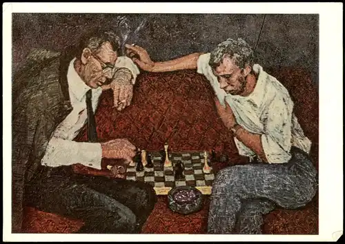 Вайнштейн М. И. Шахматы Schach Chess - Spiel Männer   Künstlerkarte 1969