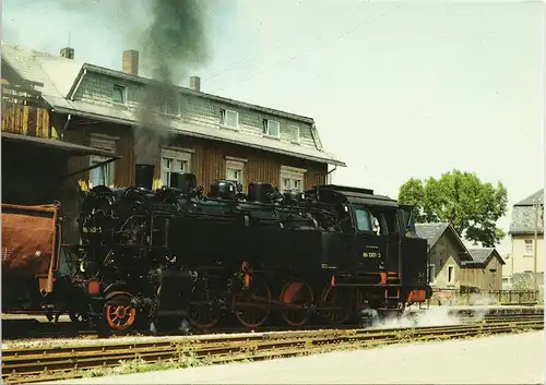 Crottendorf (Erzgebirge) Güterzug-Tenderlokomotive 86  Bahnhof 1987/1989