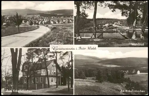 Ansichtskarte Geschwenda Straße, Waldbad, Zum Kickelhähnchen 1966
