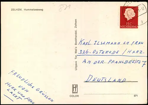 Postkaart Zelhem Hummeloseweg 1971