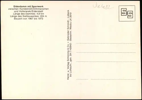 Ansichtskarte Wesselburenerkoog Eidersperrwerk Luftbild Fernsicht 1972