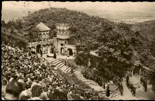 Ansichtskarte Thale Harz Bergtheater 1961  gel. Sonderstempel Hüttenwerk Thale