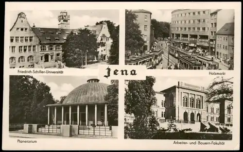 Ansichtskarte Jena Holzmarkt, Universität, Planetarium 1959