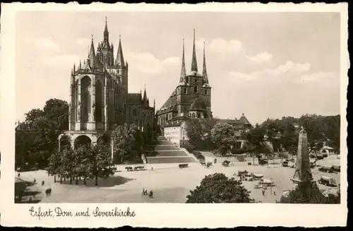 Ansichtskarte Erfurt Dom und Severikirche - Fotokarte 1952