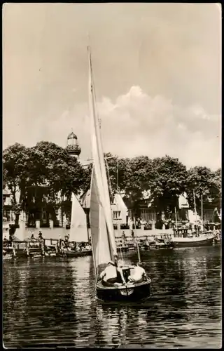 Ansichtskarte Warnemünde-Rostock Strom, Segelboote 1963