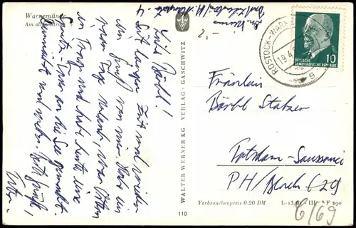 Ansichtskarte Warnemünde-Rostock Strom, Segelboote 1963