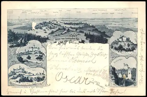 Ansichtskarte .Bayern Gruss vom fränkischen Rigi MB - Schlößer 1900