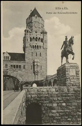 Ansichtskarte Köln Hohenzollernbrücke, Portal 1921  gel. Ziffern Briefmarke