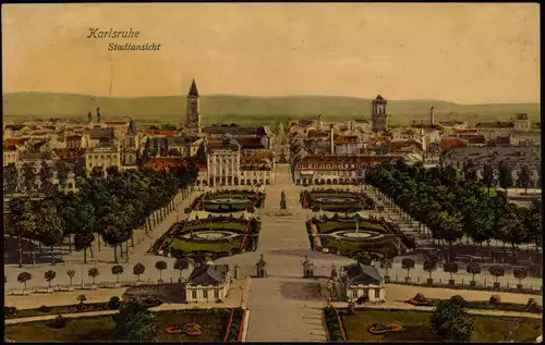 Ansichtskarte Karlsruhe Stadtansicht, colorierte Ak 1912