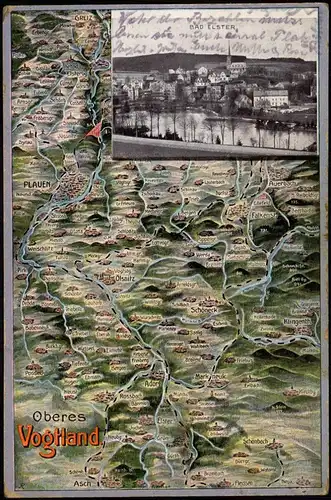 Ansichtskarte Bad Elster Stadt, Landkarten AK Vogtland 2 Bild 1927