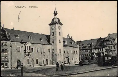 Ansichtskarte Freiberg (Sachsen) Partie am Rathaus 1912