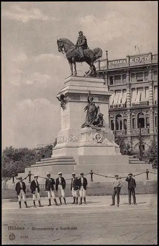 Cartoline Mailand Milano Studenten vor Monumento a Garibaldi. 1912