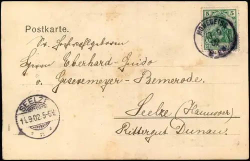 Ansichtskarte Hohegeiß-Braunlage Wolfsbachmühle 1902 Ankunftsstempel Seelze