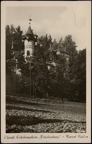 Ansichtskarte Rathen Friedensburg 1954  gel. DDR Bahnpoststempel