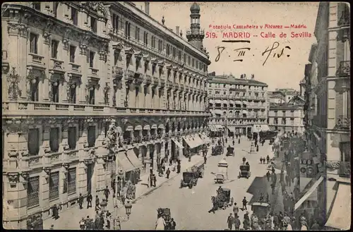 Postales Madrid Calle de Sevilla 1915