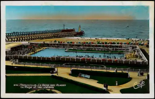 CPA Trouville-sur-Mer Strand (La Plage) - Schwimmbad 1952