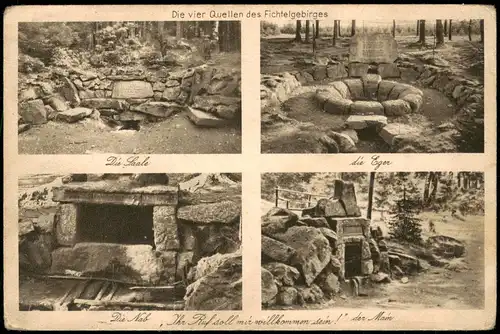 Ansichtskarte  Fichtelgebirge 4 Bild: Saale, Eger, Nab, Main Quellen 1928