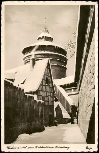 Ansichtskarte Nürnberg Malerwinkel Turm im Winter 1939