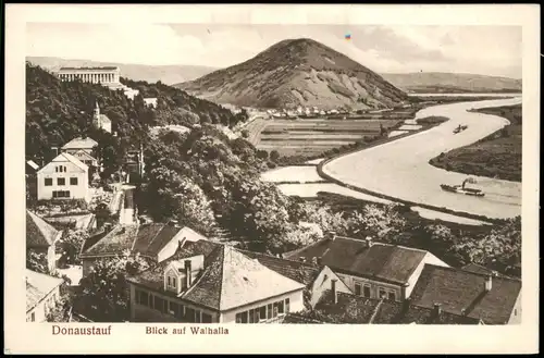 Ansichtskarte Donaustauf Straßenpartie im hintergrund Walhalla 1934