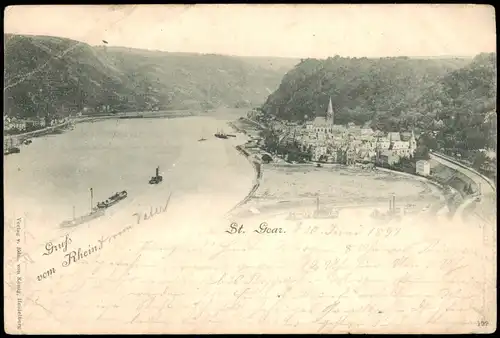 Ansichtskarte St. Goarshausen Stadt und Rhein 1897