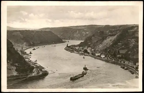 Ansichtskarte St. Goarshausen Loreleyfelsen am Rhein, Dampfer 1926