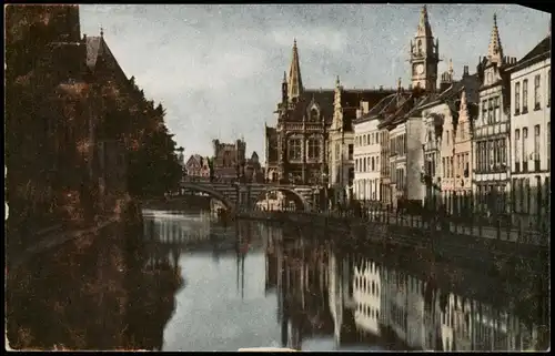 Postkaart Gent Ghent (Gand) Straße, Kanal 1917