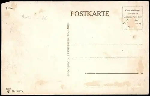 Postkaart Gent Ghent (Gand) Straße, Kanal 1917