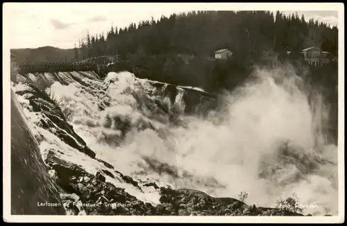 Postcard Trondheim Trondheim Lerfossen og Fossestuen 1938