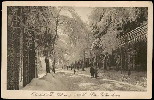 Ansichtskarte Oberhof (Thüringen) Die Zellaerstrasse im Winter 1922