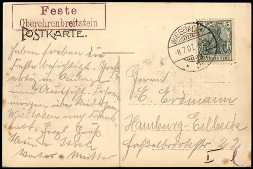 Ansichtskarte Ehrenbreitstein-Koblenz Schiffe Dampfer Steamer - Feste 1907