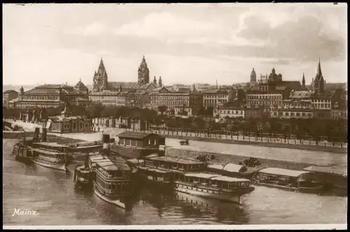 Ansichtskarte Mainz Schiffe Dampfer Steamer, Stadt - Anlegestelle 1926