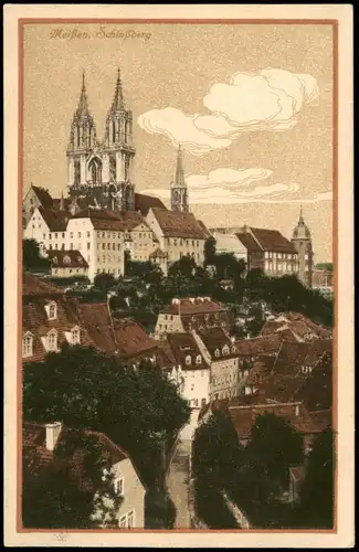 Ansichtskarte Meißen Stadtpartie, Schloß - Steindruck 1915