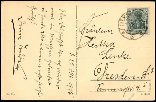 Ansichtskarte Meißen Stadtpartie, Schloß - Steindruck 1915
