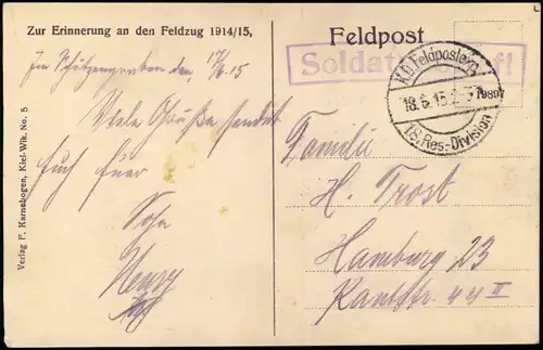 CPA Candor (Oise) Kirche 1915  gel div. Feldpoststempel WK1